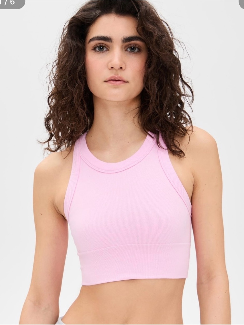 ALO Yoga Pink Ribbed High-Neck Crop Sports Bra